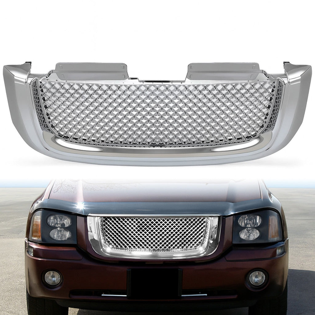 For 02-08 GMC Envoy Chrome Luxury Mesh Style Front Upper Hood Bumper Grille