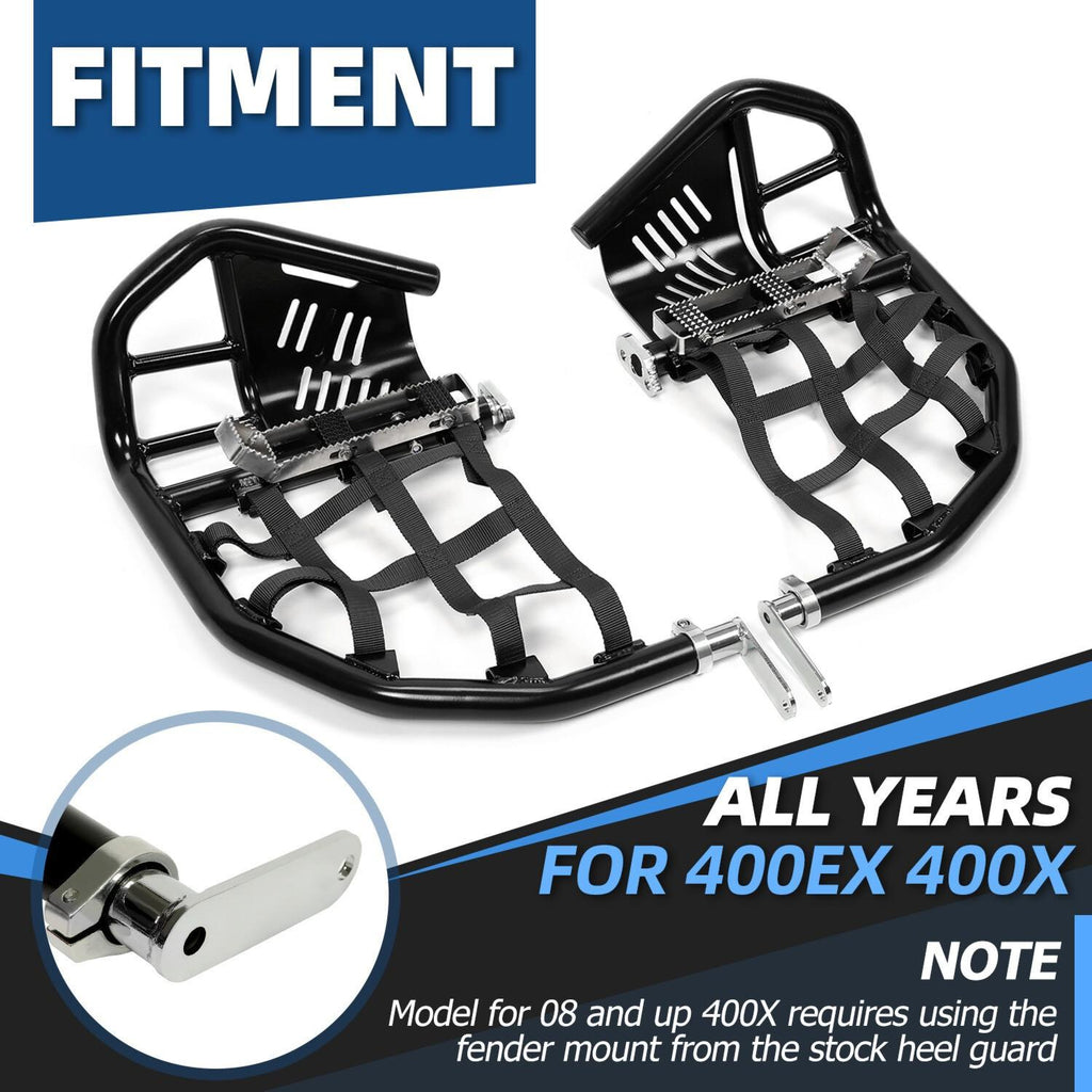 Nerf Bars Pro Peg Fit Honda Sportrax 400 TRX 400EX 400X Black Bars Black Nets
