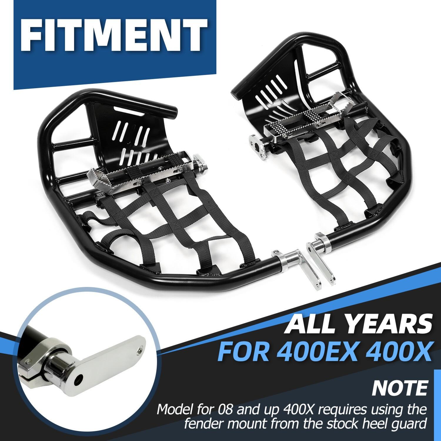 Nerf Bars Pro Peg Fit Honda Sportrax 400 TRX 400EX 400X Black Bars Black Nets