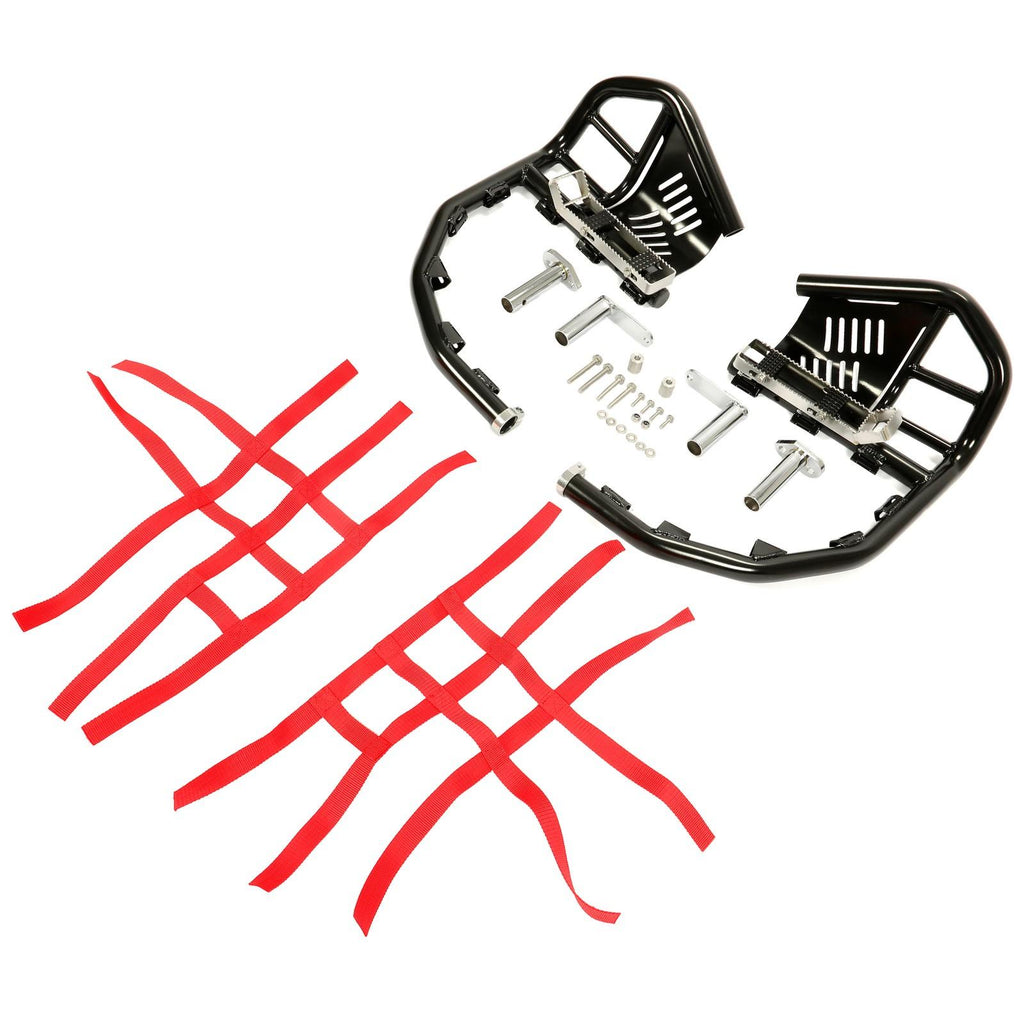 For Honda TRX 400EX 400X Nerf Bars Pro Peg Black Bars Red Nets Bar Heel Guard