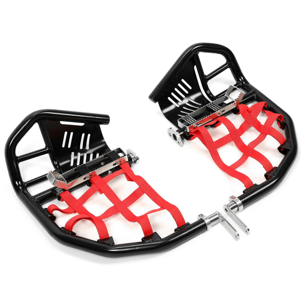 For Honda TRX 400EX 400X Nerf Bars Pro Peg Black Bars Red Nets Bar Heel Guard