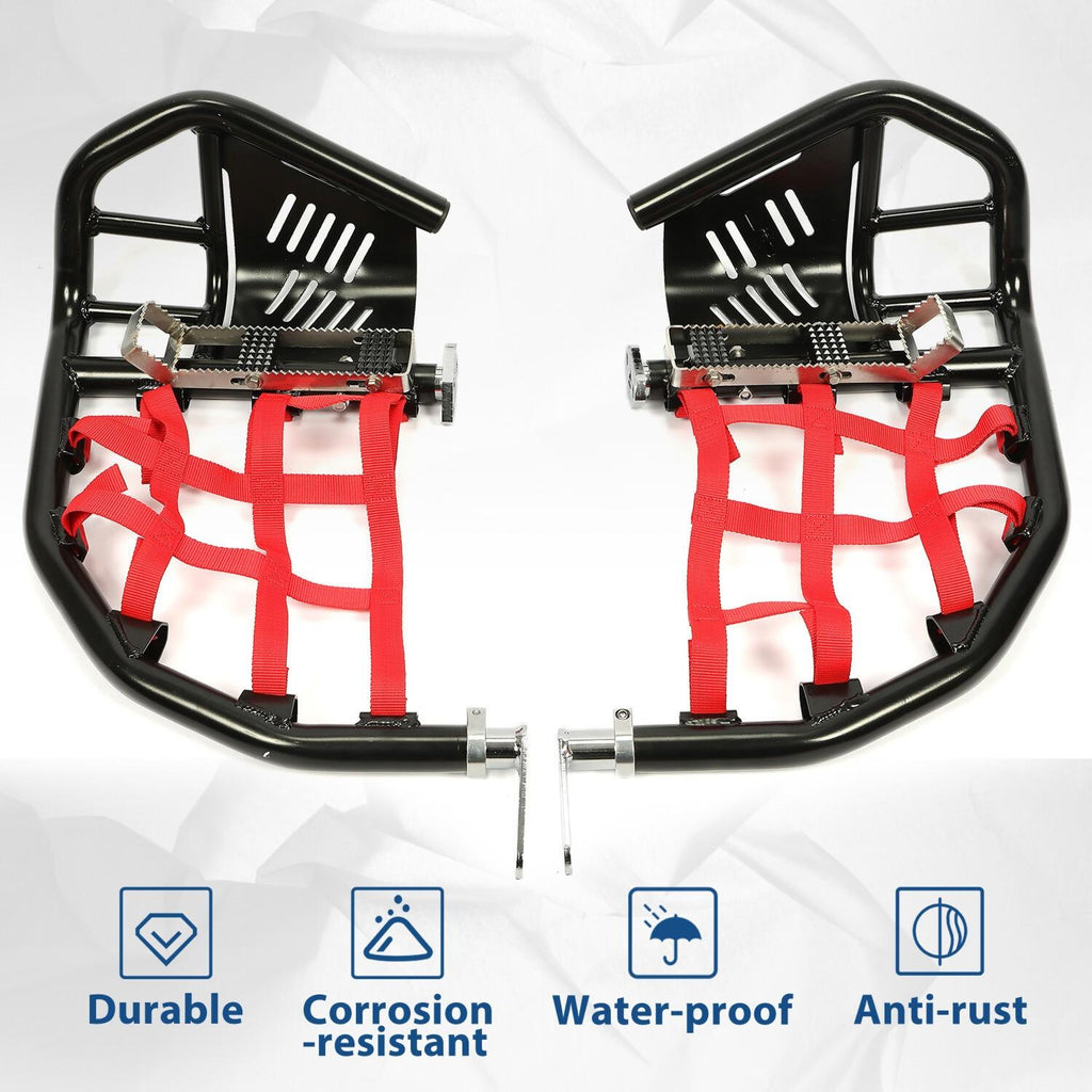 For Honda TRX 400EX 400X Nerf Bars Pro Peg Black Bars Red Nets Bar Heel Guard