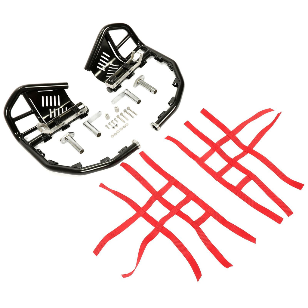 For Honda TRX 400EX 400X Nerf Bars Pro Peg Black Bars Red Nets Bar Heel Guard