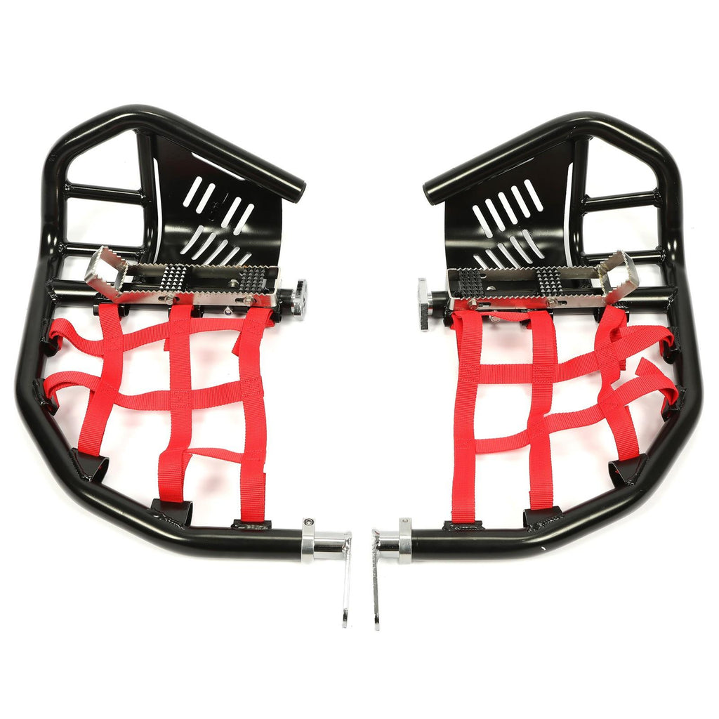 For Honda TRX 400EX 400X Nerf Bars Pro Peg Black Bars Red Nets Bar Heel Guard