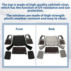 For 1987-1995 1988 Jeep Wrangler YJ Soft Top Half Doors Sailcloth Black #9870215
