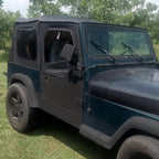 For 1987-1995 1988 Jeep Wrangler YJ Soft Top Half Doors Sailcloth Black #9870215