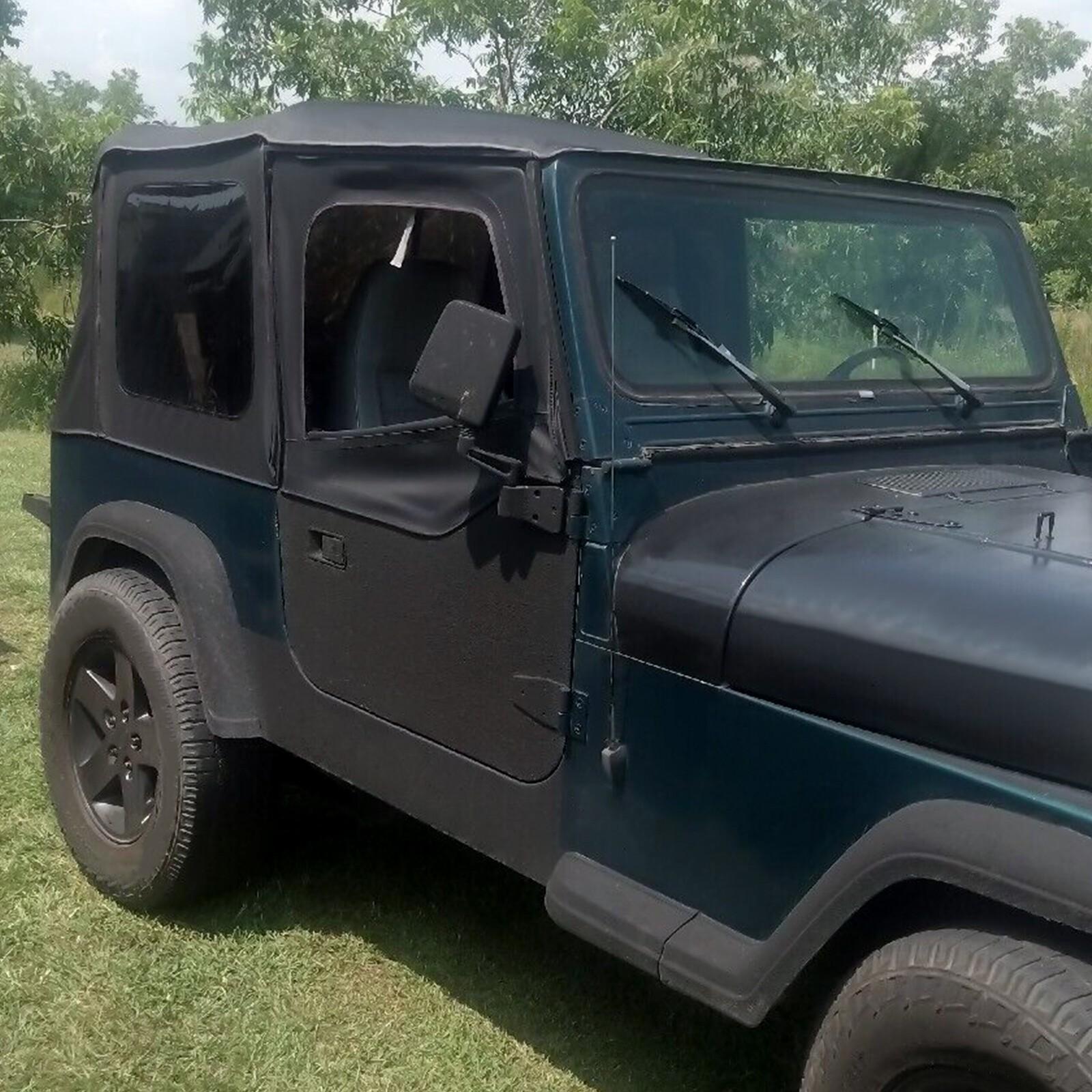 For 1987-1995 1988 Jeep Wrangler YJ Soft Top Half Doors Sailcloth Black #9870215