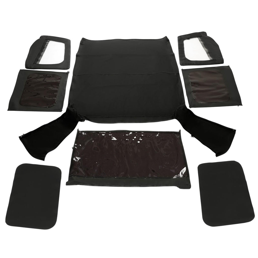 For 1987-1995 1988 Jeep Wrangler YJ Soft Top Half Doors Sailcloth Black #9870215
