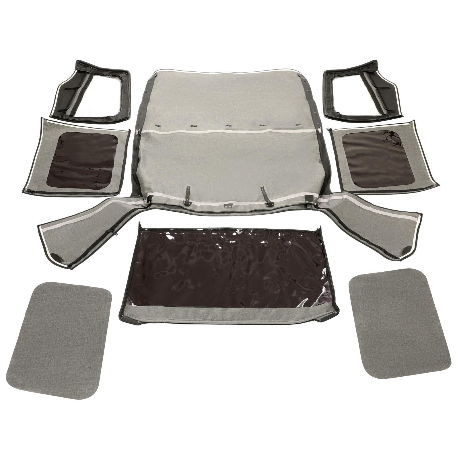 For 1987-1995 1988 Jeep Wrangler YJ Soft Top Half Doors Sailcloth Black #9870215