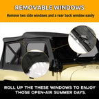 For 1987-1995 1988 Jeep Wrangler YJ Soft Top Half Doors Sailcloth Black #9870215