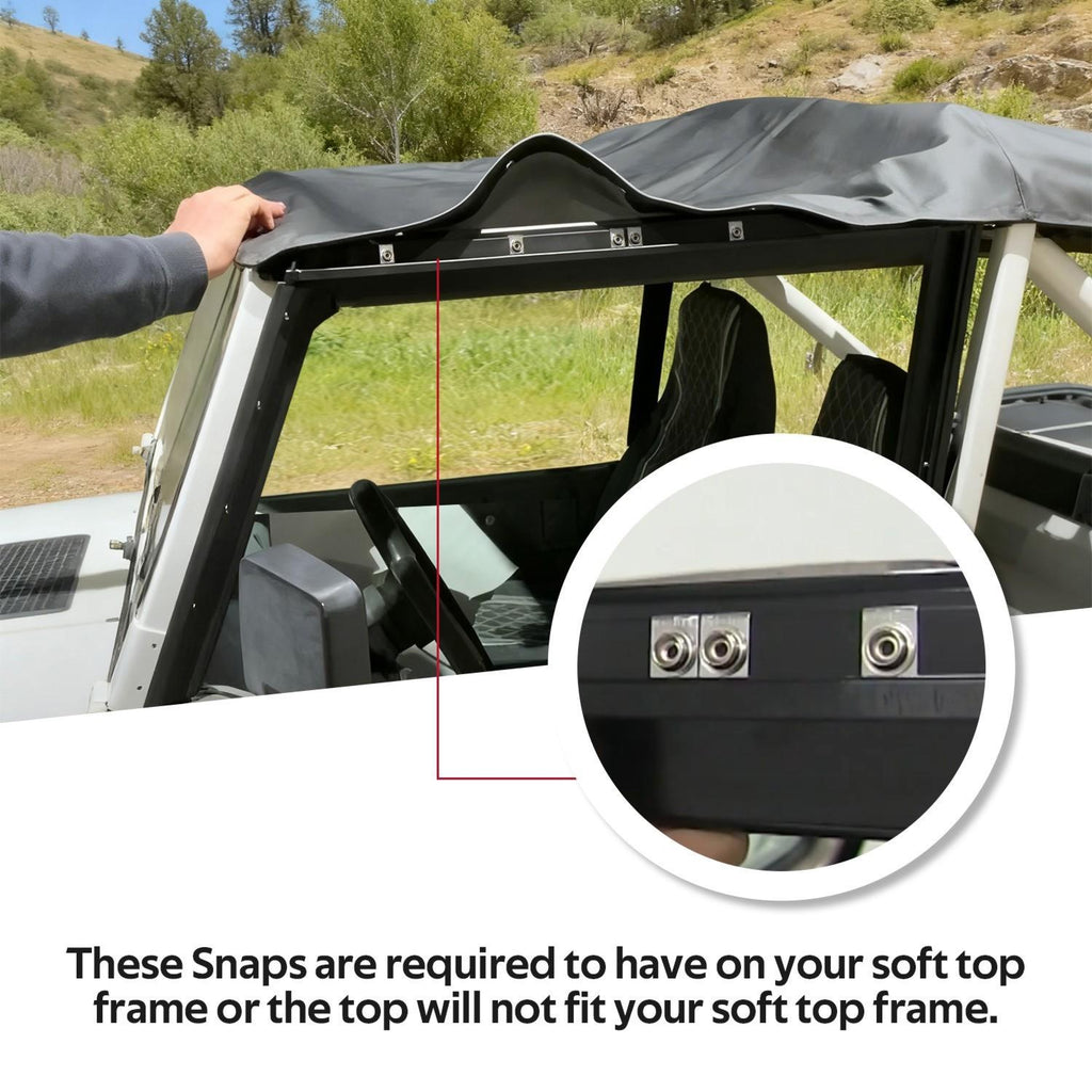 For 1987-1995 1988 Jeep Wrangler YJ Soft Top Half Doors Sailcloth Black #9870215
