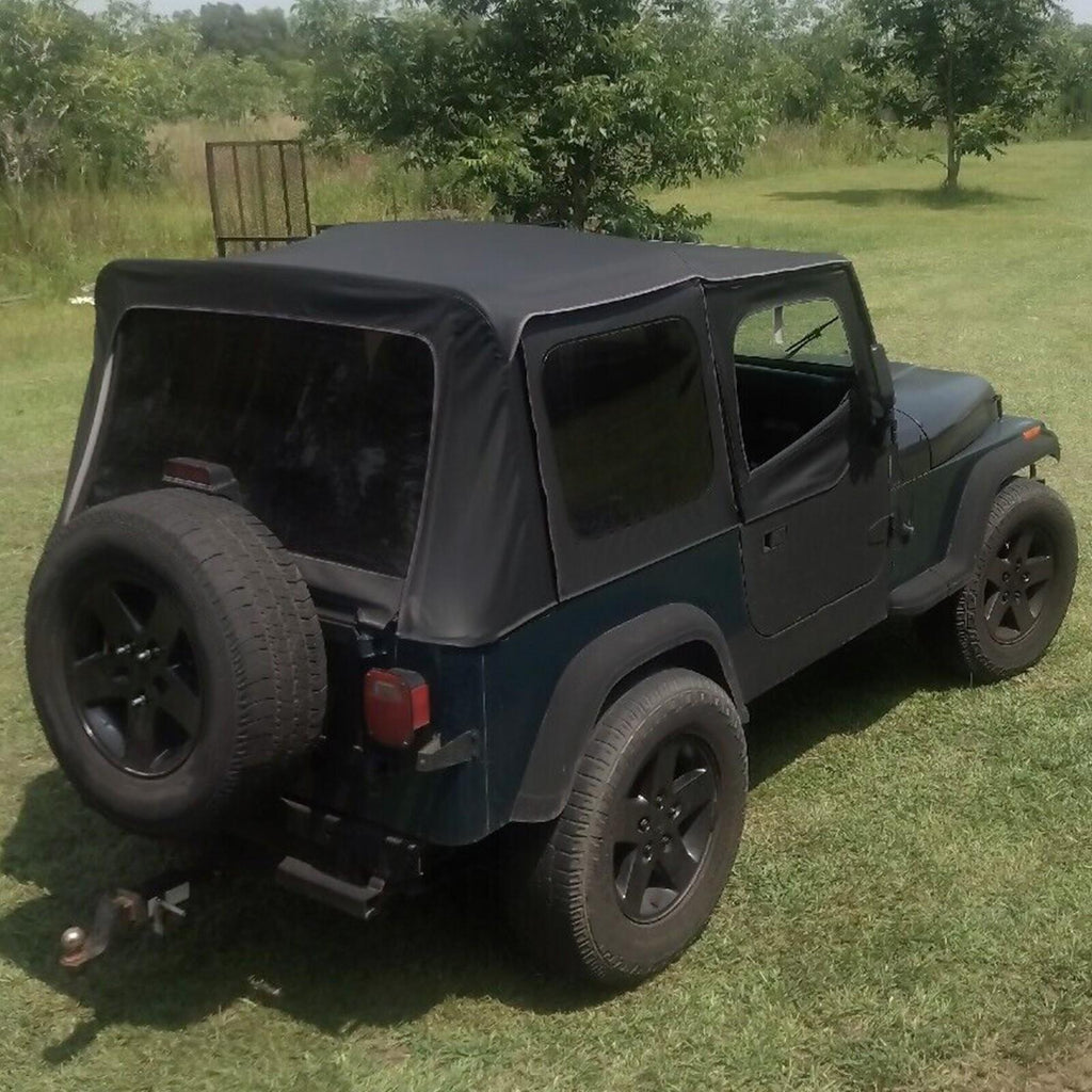 For 1987-1995 1988 Jeep Wrangler YJ Soft Top Half Doors Sailcloth Black #9870215