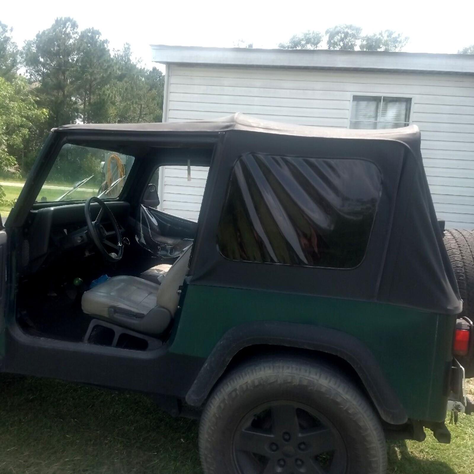 For 1987-1995 1988 Jeep Wrangler YJ Soft Top Half Doors Sailcloth Black #9870215