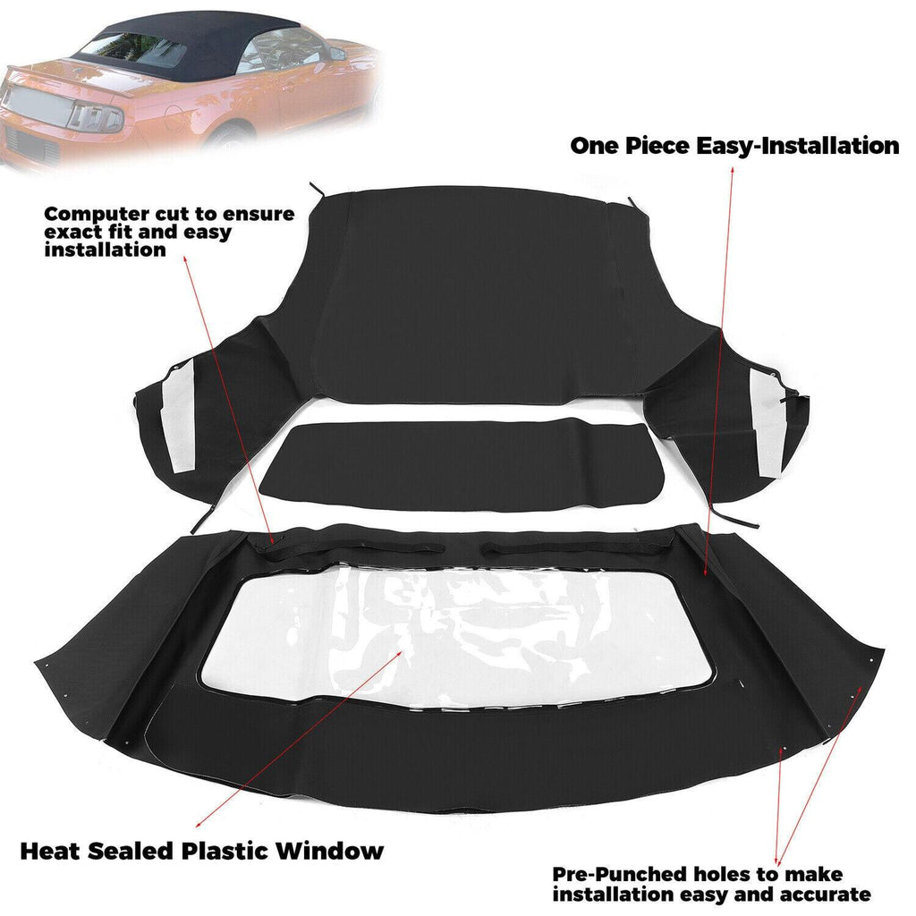 For Ford mustang 1994 95-04 Soft top W/window BlK Sailcloth Plastic Convertible