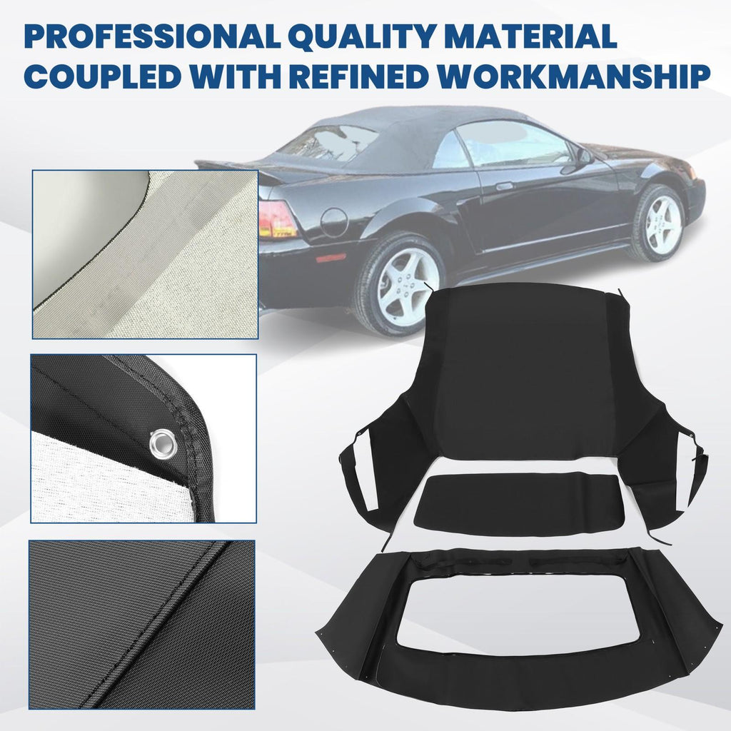 For Ford mustang 1994 95-04 Soft top W/window BlK Sailcloth Plastic Convertible