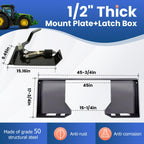 1/2" HD Skid Steer Quick Tach Attachment Mount Plate & Conversion Adapter Latch