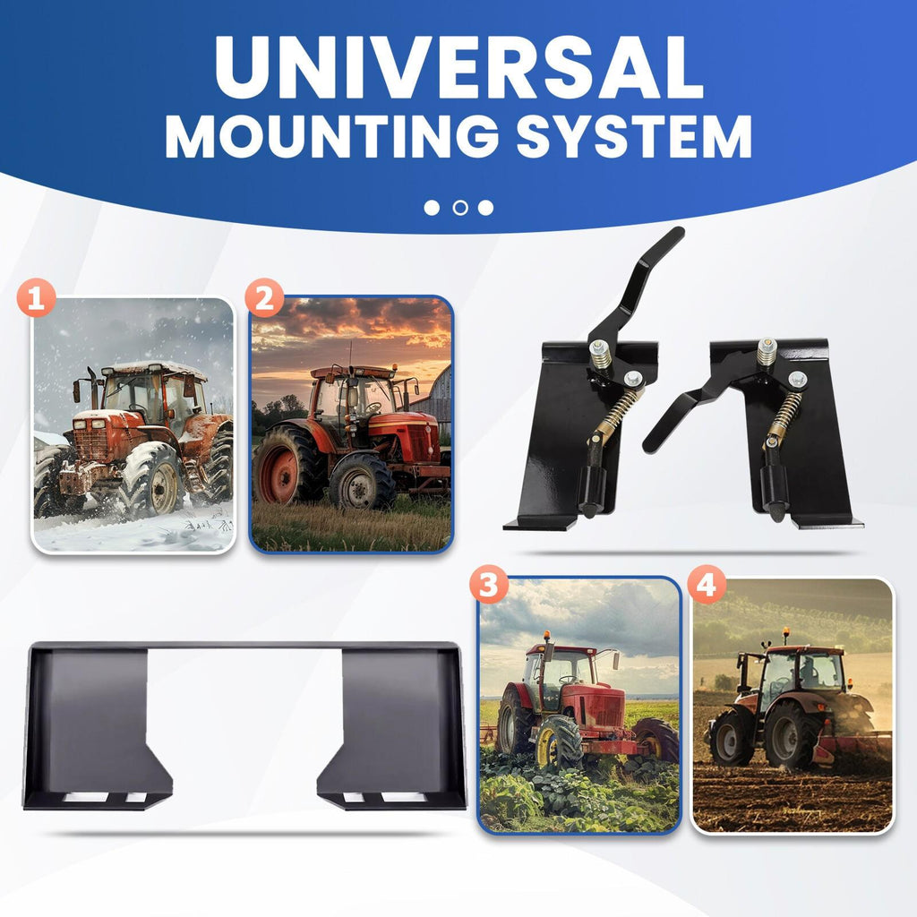 1/2" HD Skid Steer Quick Tach Attachment Mount Plate & Conversion Adapter Latch