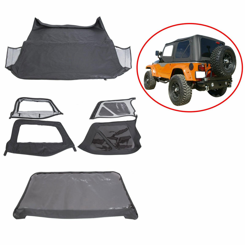 Soft Top + Upper Skins Set w/ 5 Windows For 97-06 Jeep Wrangler TJ WATERPROOF