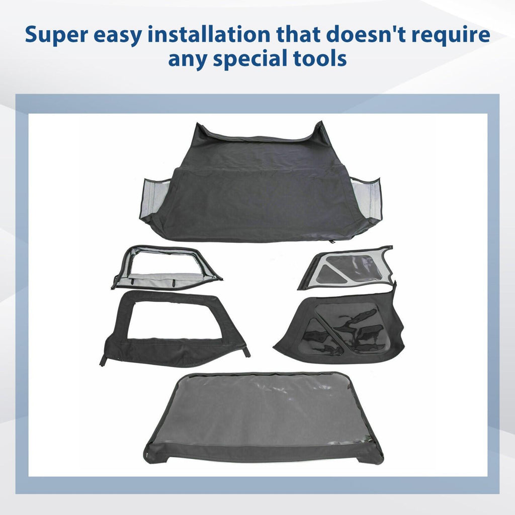 Soft Top + Upper Skins Set w/ 5 Windows For 97-06 Jeep Wrangler TJ WATERPROOF