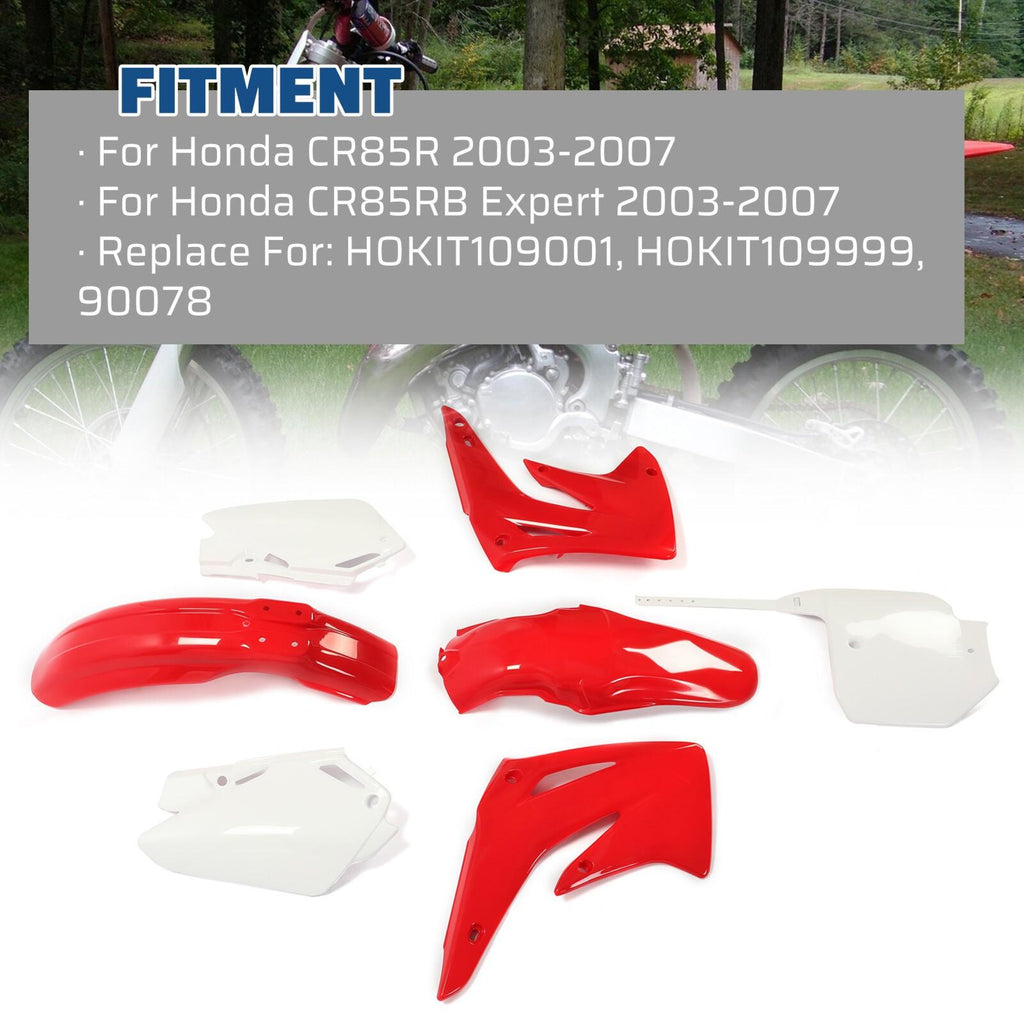 For Honda CR85R CR85RB 2003-2007 Restyled Plastic Kit  Shrouds Fenders Plates