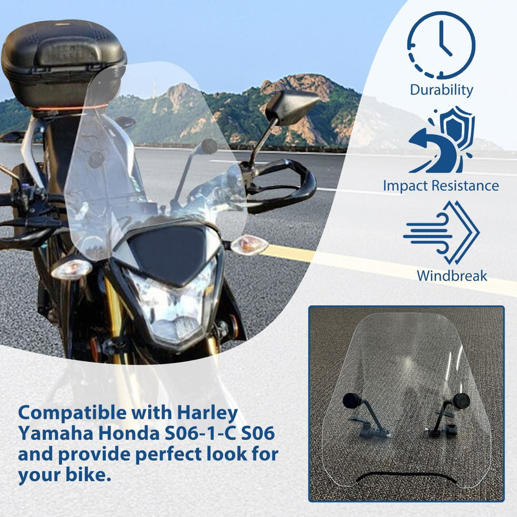 Motorcycle Windshield Windscreen For Harley Softail Dyna Glide Yamaha 7/8" 1"