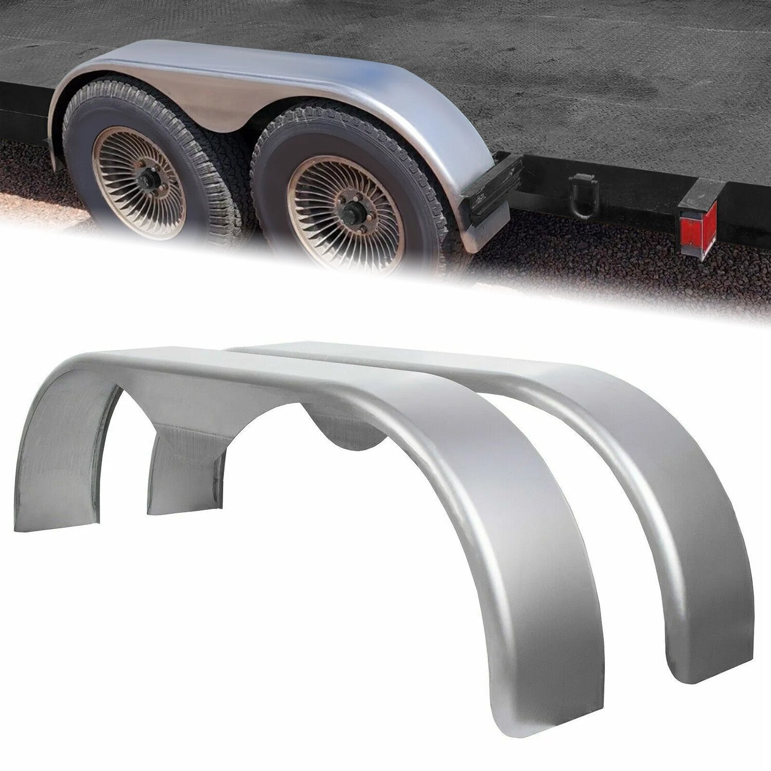 For 13” 14” 15” Heavy Duty Round Plate Tandem Axle Trailer Fenders 9" x 66" x18"