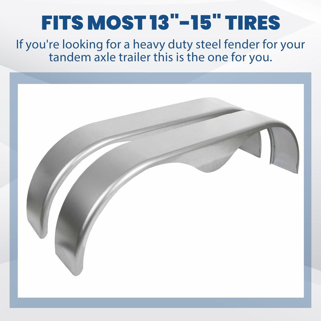 For 13” 14” 15” Heavy Duty Round Plate Tandem Axle Trailer Fenders 9" x 66" x18"
