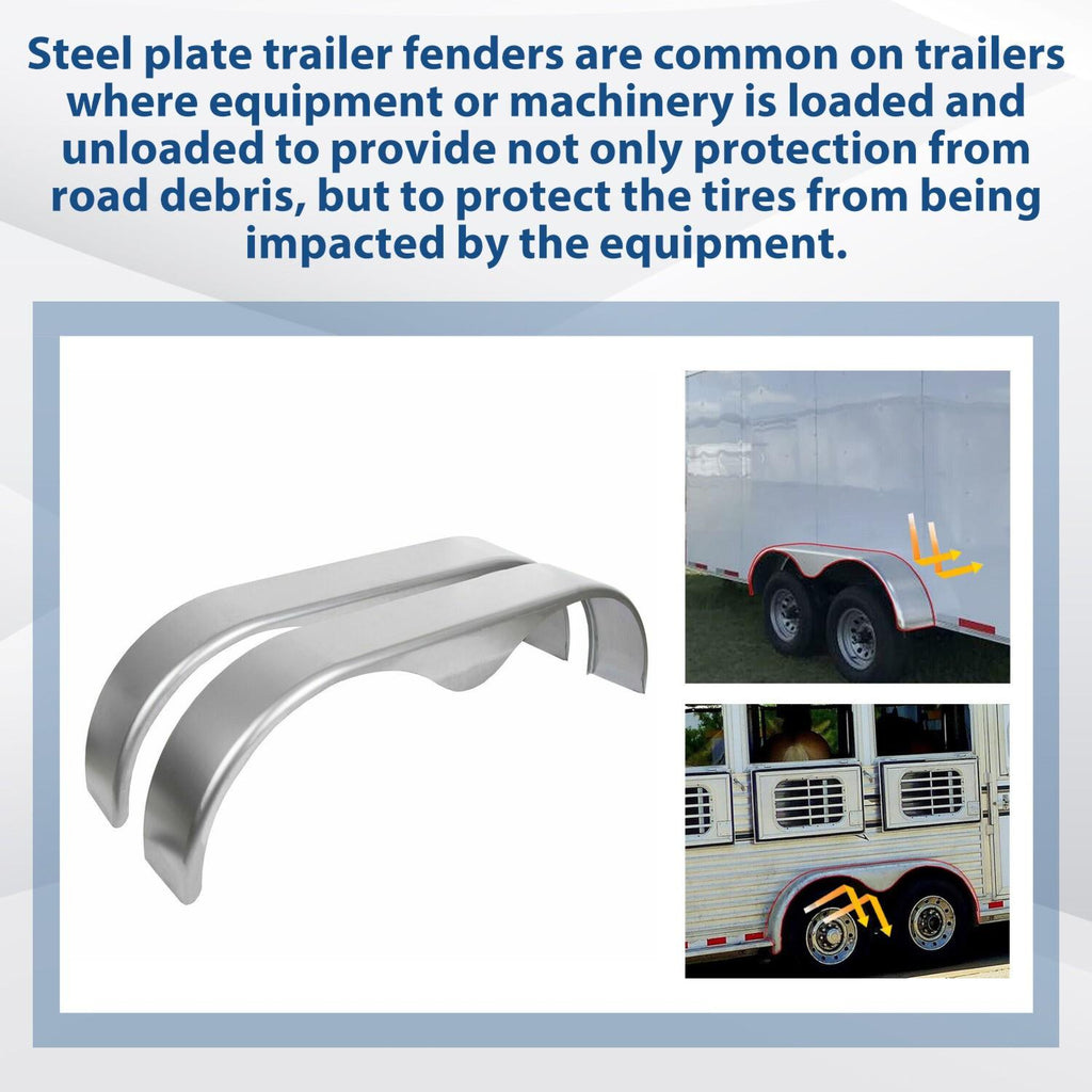 For 13” 14” 15” Heavy Duty Round Plate Tandem Axle Trailer Fenders 9" x 66" x18"