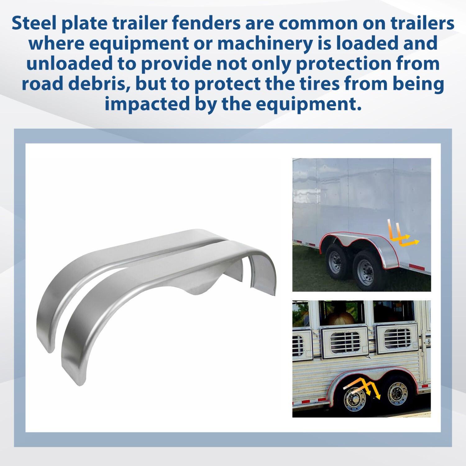 For 13” 14” 15” Heavy Duty Round Plate Tandem Axle Trailer Fenders 9" x 66" x18"