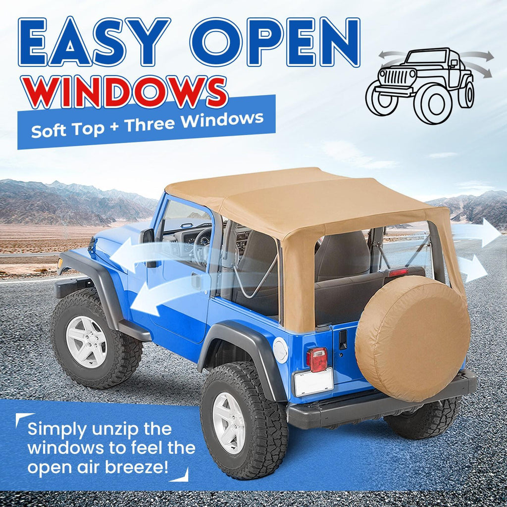 For Jeep Wrangler TJ Soft top Replacement, 1997-2006, Tinted Windows
