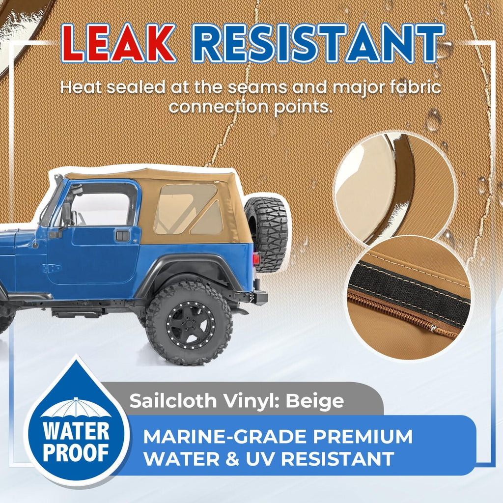 For Jeep Wrangler TJ Soft top Replacement, 1997-2006, Tinted Windows