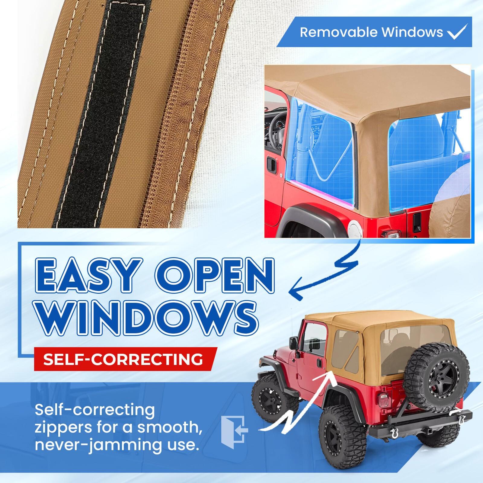 For Jeep Wrangler TJ Soft top Replacement, 1997-2006, Tinted Windows