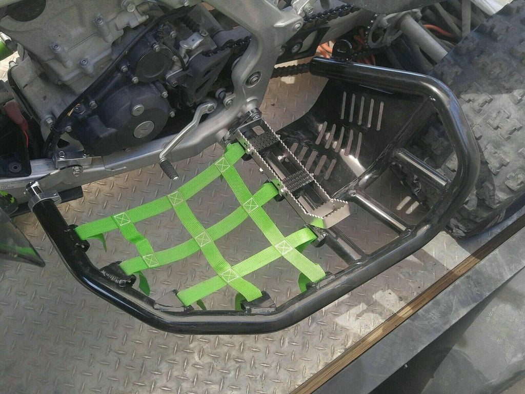 For Kawasaki KFX450R 2008-2015 Nerf Bars Pro Peg Heel Guard Black Nerf Green Net