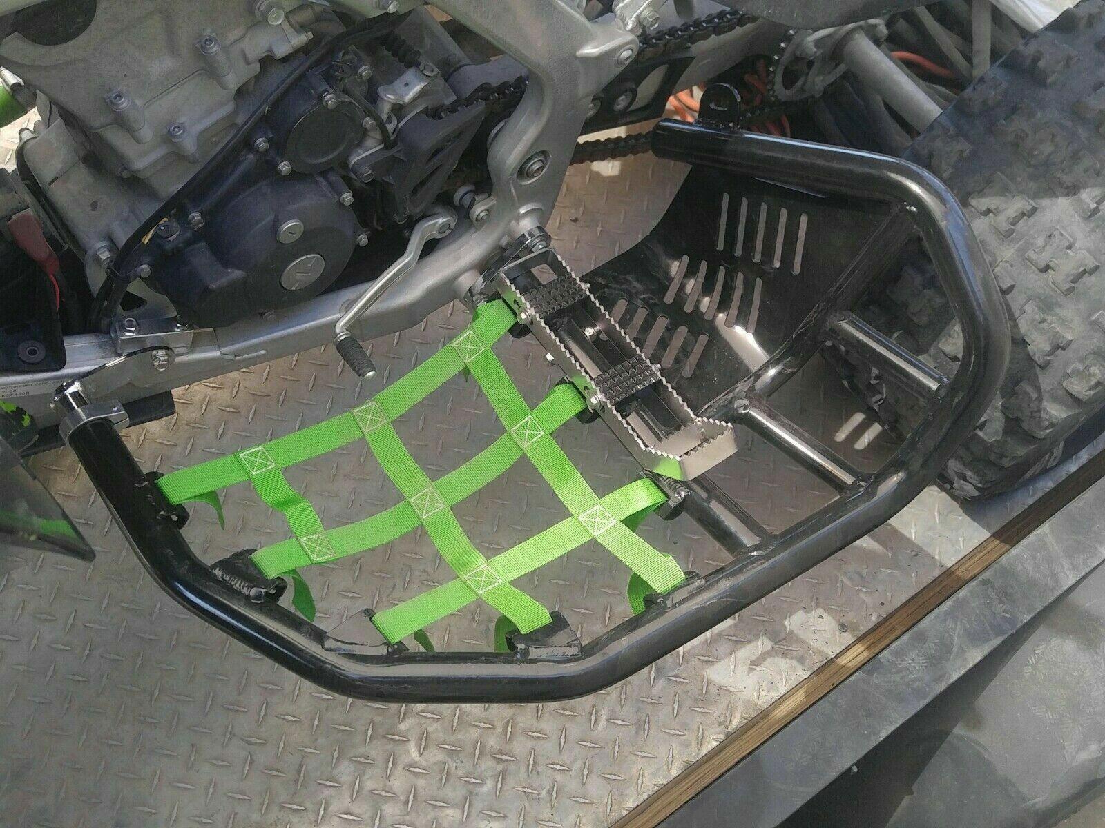 For Kawasaki KFX450R 2008-2015 Nerf Bars Pro Peg Heel Guard Black Nerf Green Net