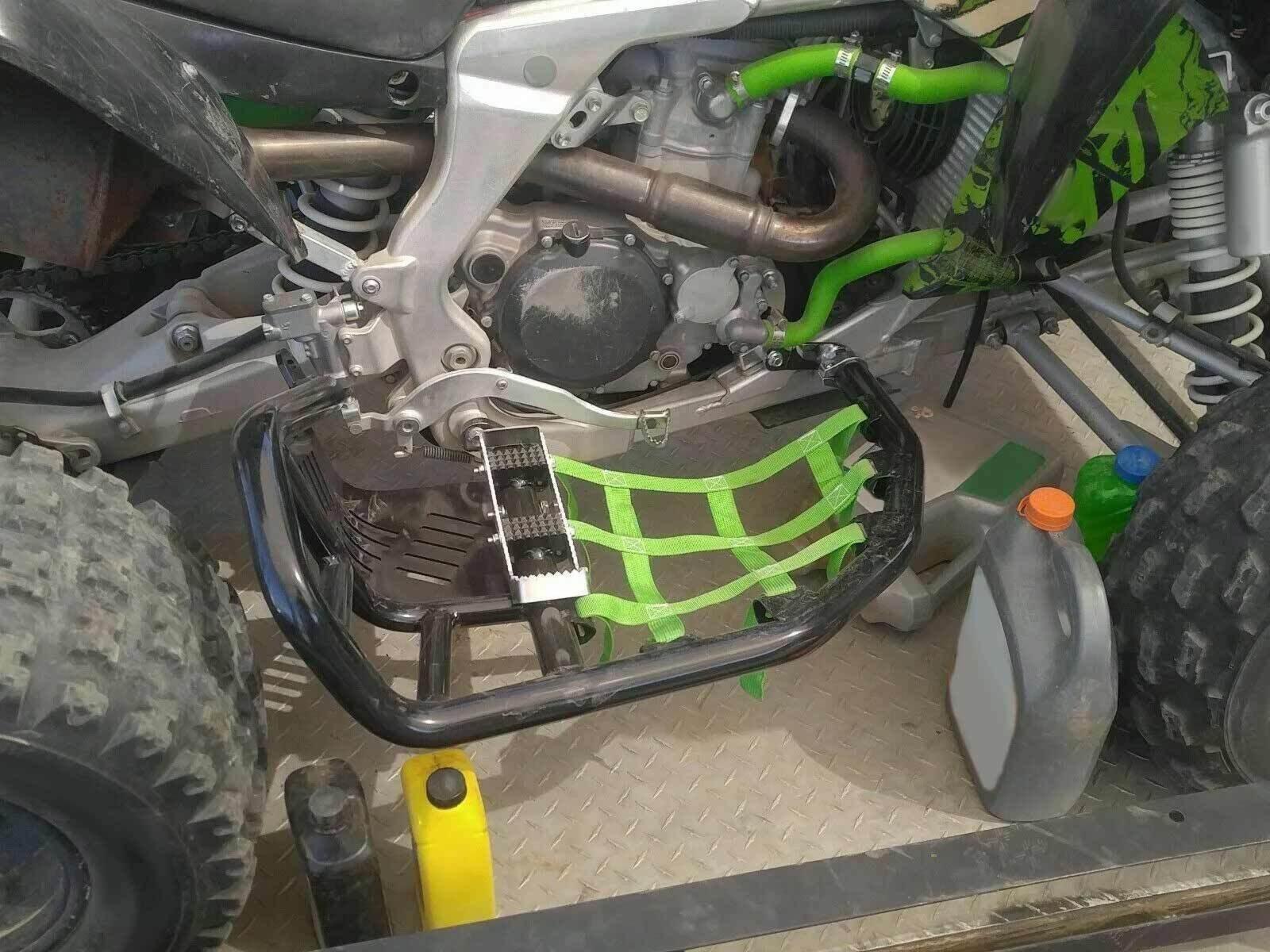 For Kawasaki KFX450R 2008-2015 Nerf Bars Pro Peg Heel Guard Black Nerf Green Net