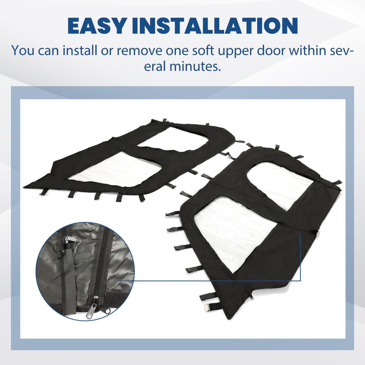 Soft Doors Cab Enclosure Set For 2012-2022 Kawasaki Teryx4 4 seat UTV models