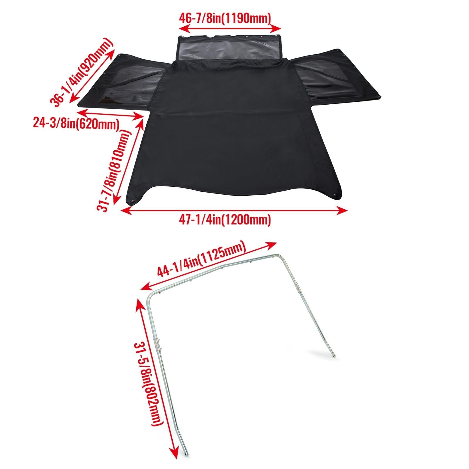 For 86-94 Suzuki Samurai Soft Top 98515 & Zippered Windows w/ Steel Support Bow