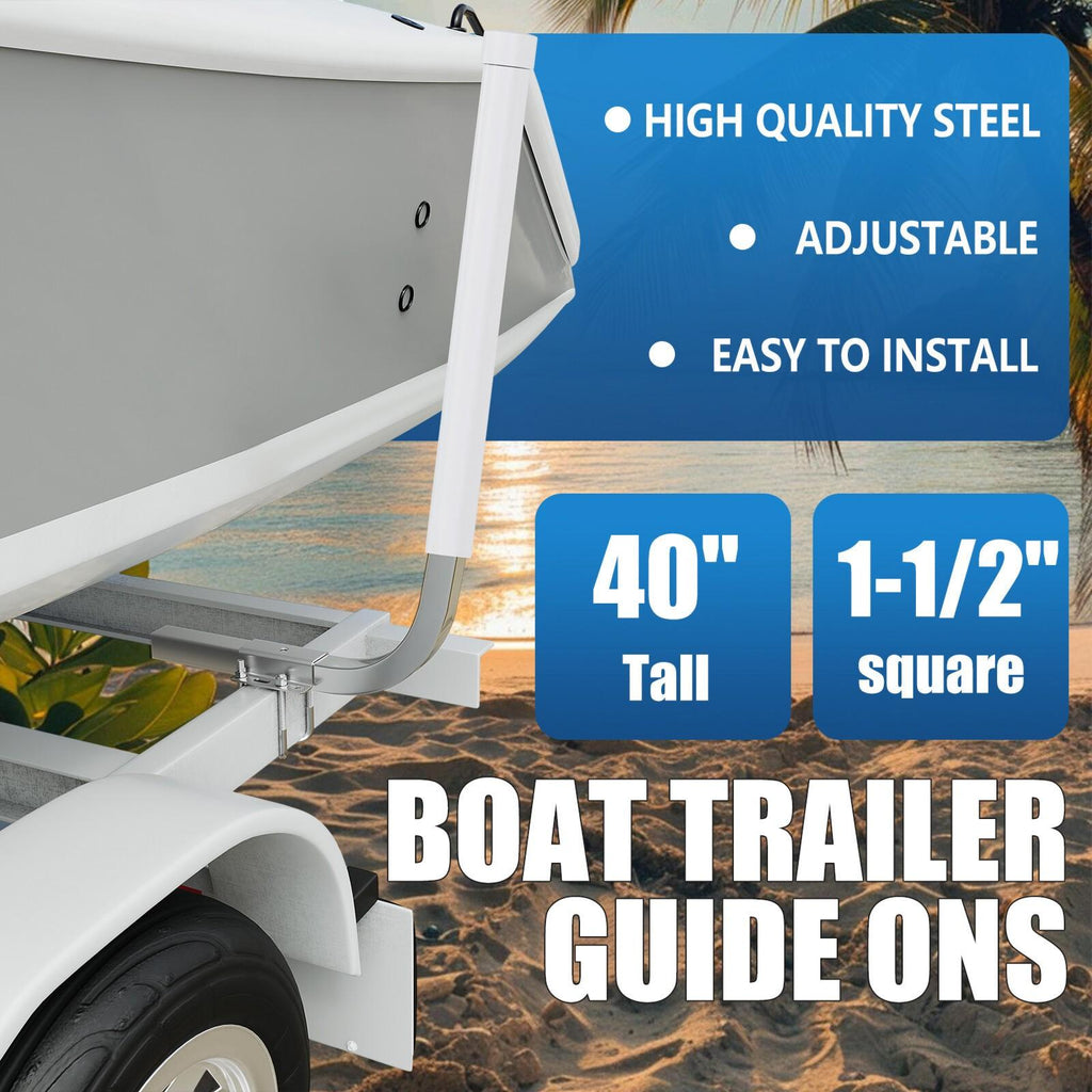 2PCS Boat Trailer 40" Zinc-Plated Guide On Post PVC Poles For Sailboat Trailer