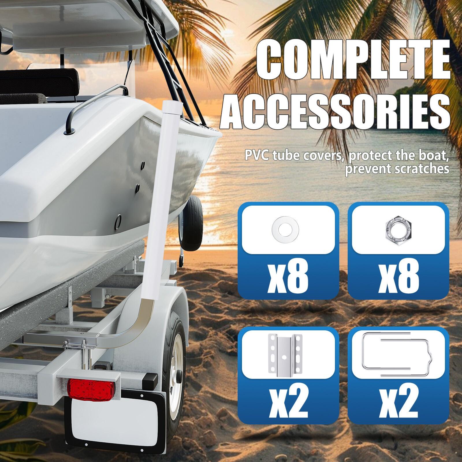 2PCS Boat Trailer 40" Zinc-Plated Guide On Post PVC Poles For Sailboat Trailer