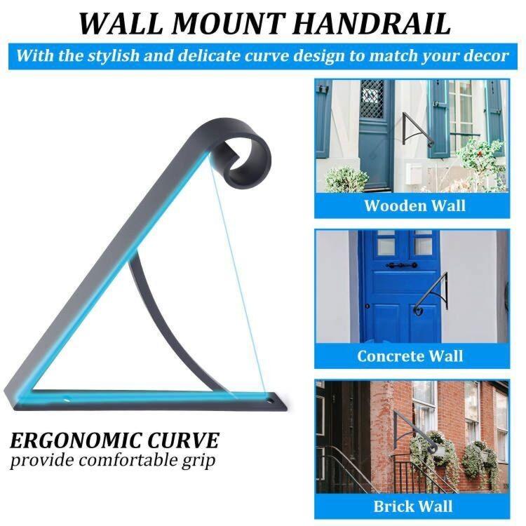 Steel Grab Rail Handrail Railing for 1-2 Steps Wall Mount Hand Rail Bar