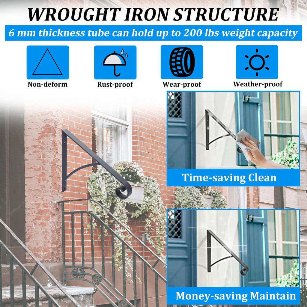 Steel Grab Rail Handrail Railing for 1-2 Steps Wall Mount Hand Rail Bar