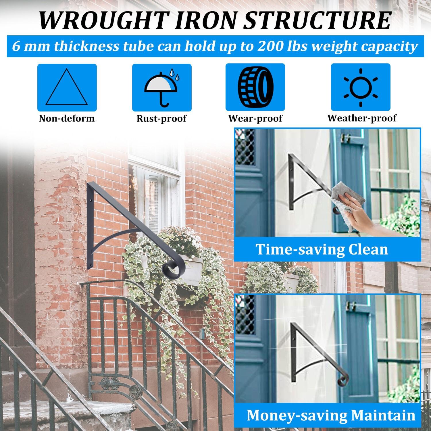 Steel Grab Rail Handrail Railing for 1-2 Steps Wall Mount Hand Rail Bar