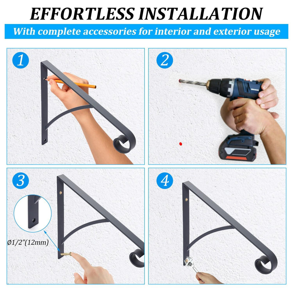 Steel Grab Rail Handrail Railing for 1-2 Steps Wall Mount Hand Rail Bar