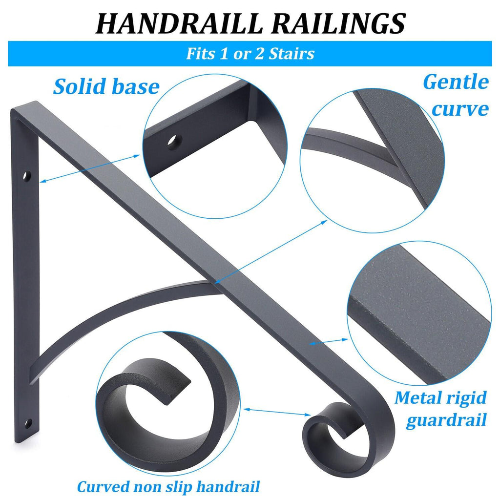 Steel Grab Rail Handrail Railing for 1-2 Steps Wall Mount Hand Rail Bar