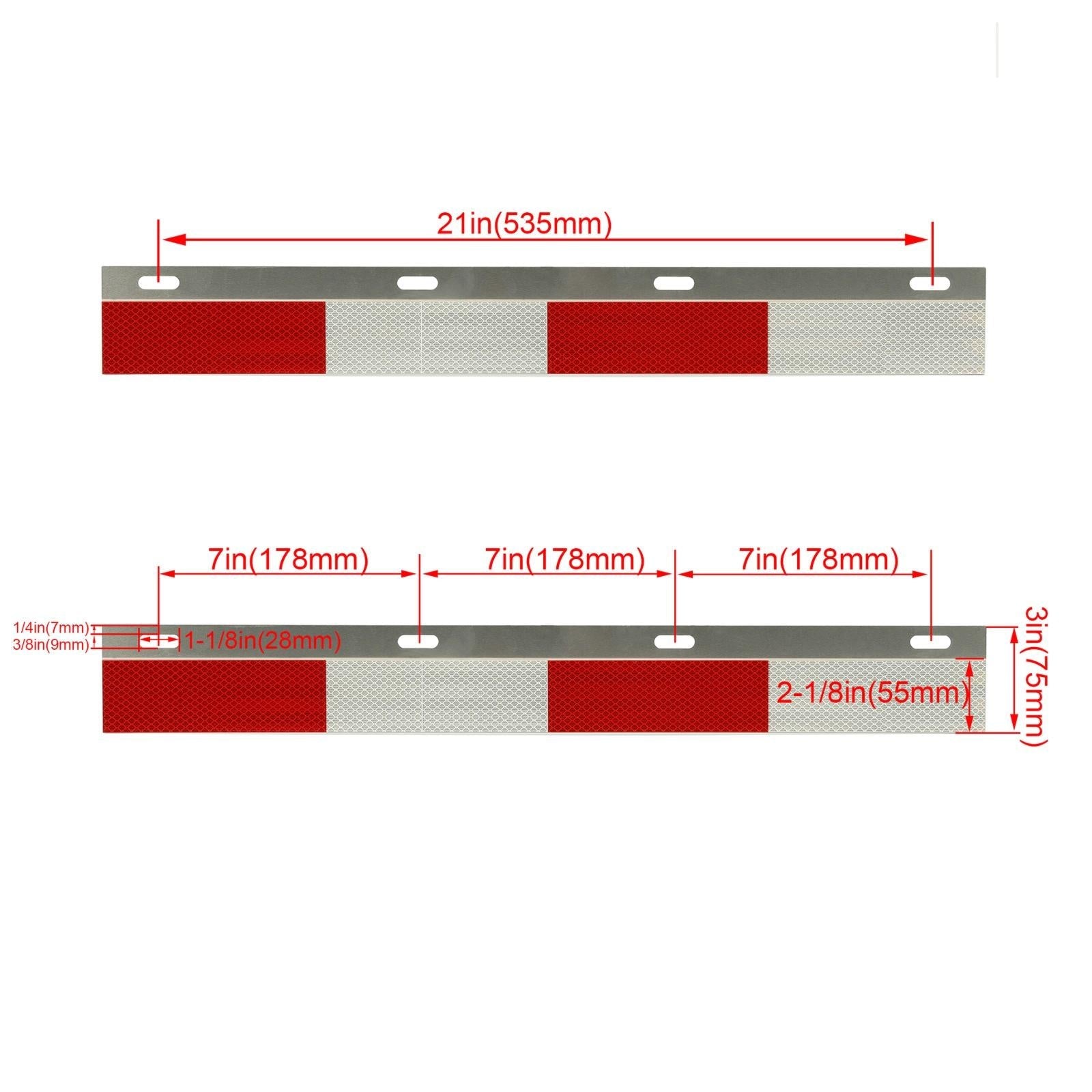 24"x3" Mud Flap Hanger Reflector Plates W/Reflective Tape For Truck Trailer