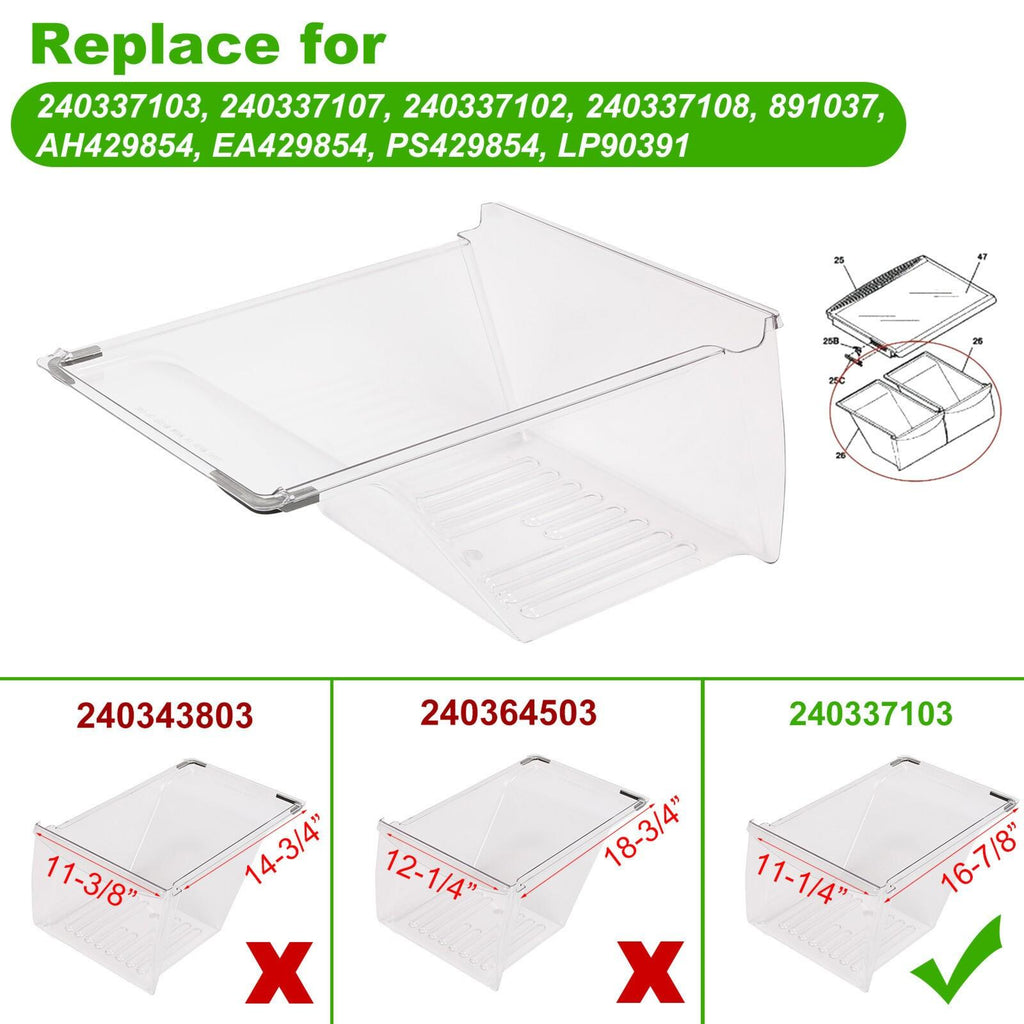 Crisper Drawer Compatible with Frigidaire Refrigerator 240337103 240337107