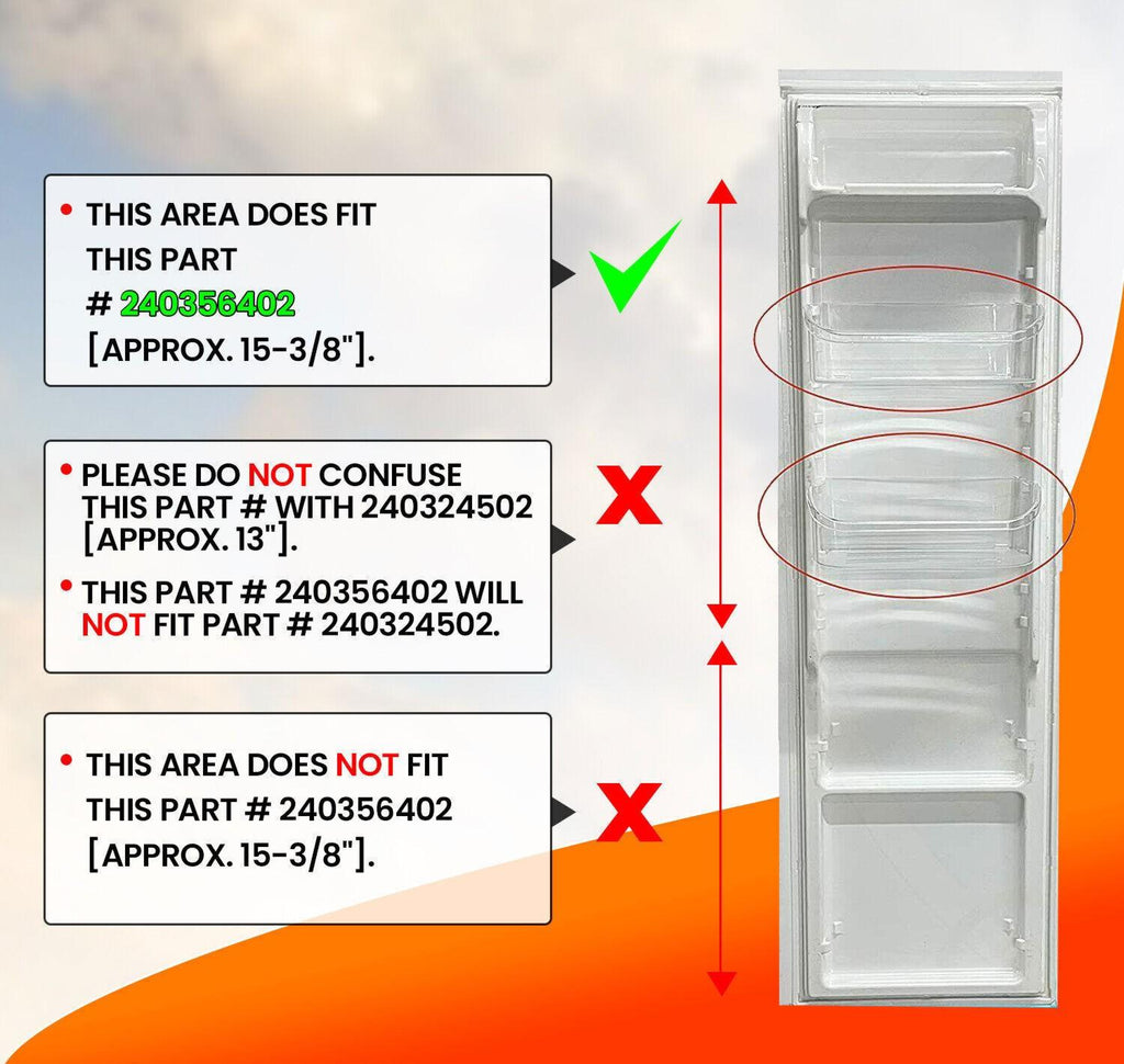 2 Pack Clear Refrigerator Door Bin Shelf For 240356402 Frigidaire AP2549958