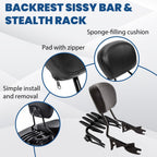 Backrest Sissy Bar Stealth Luggage Rack For 09-25 Harley Davidson Street Glide