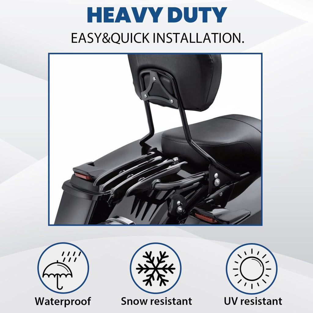 Backrest Sissy Bar Stealth Luggage Rack For 09-25 Harley Davidson Street Glide