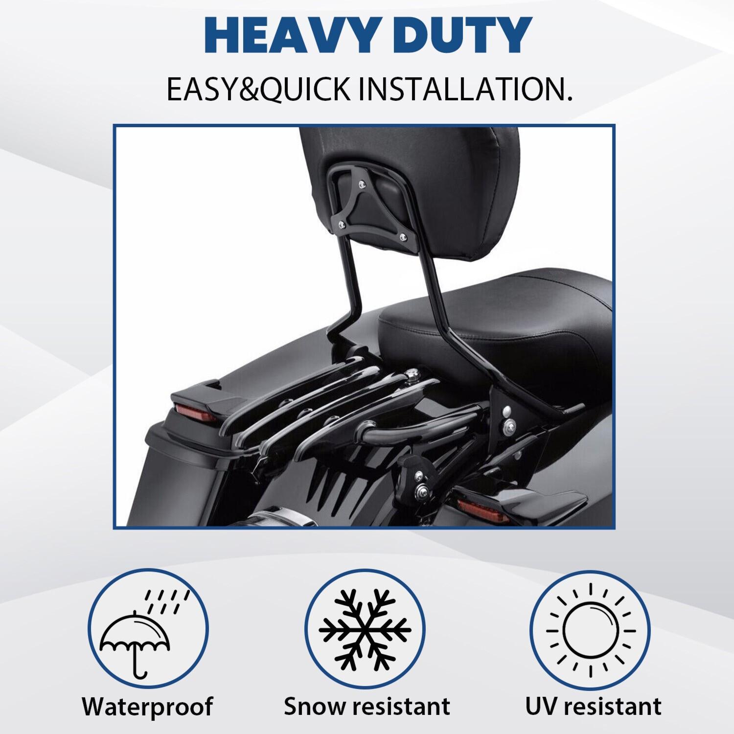 Backrest Sissy Bar Stealth Luggage Rack For 09-25 Harley Davidson Street Glide